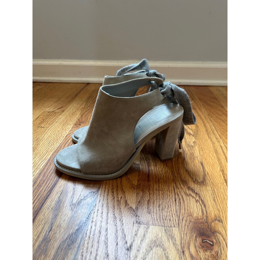 Brunello Cucinelli Suede Peep‎ Toe Block Heel Sandals Ankle Tie Italy 6.5 or 7